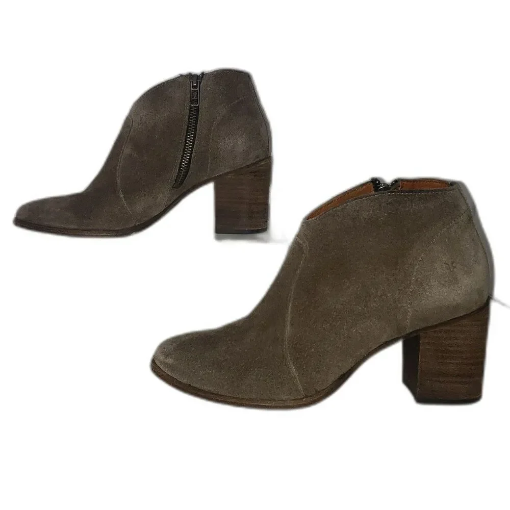 FRYE Nora Dark Gray Suede Ankle Boots Booties Womens Size 6.5